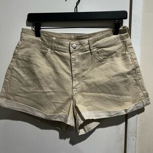 Divided Cream Jean Shorts